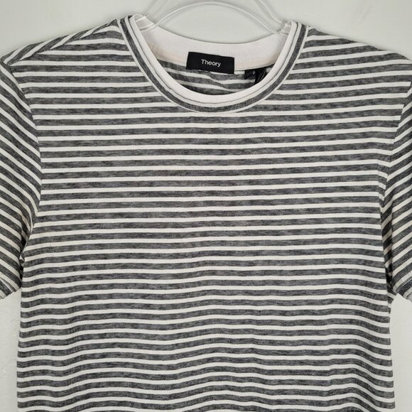 Theory Rylee Pima Cotton Short Sleeve T-Shirt Striped Black White Size XS - Picture 4 of 13